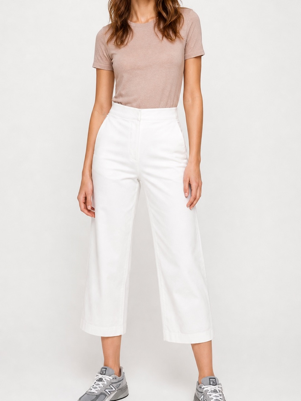 Aritzia Babaton Walsh Pant White Wide Leg Cropped Trouser Size 8 NWT 💚